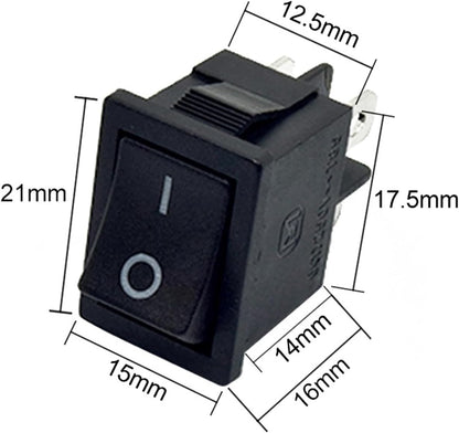 KCD1 Rocker Switch – 4-Pin DPST On/Off – 6A 250VAC / 10A 125VAC With Dimensions