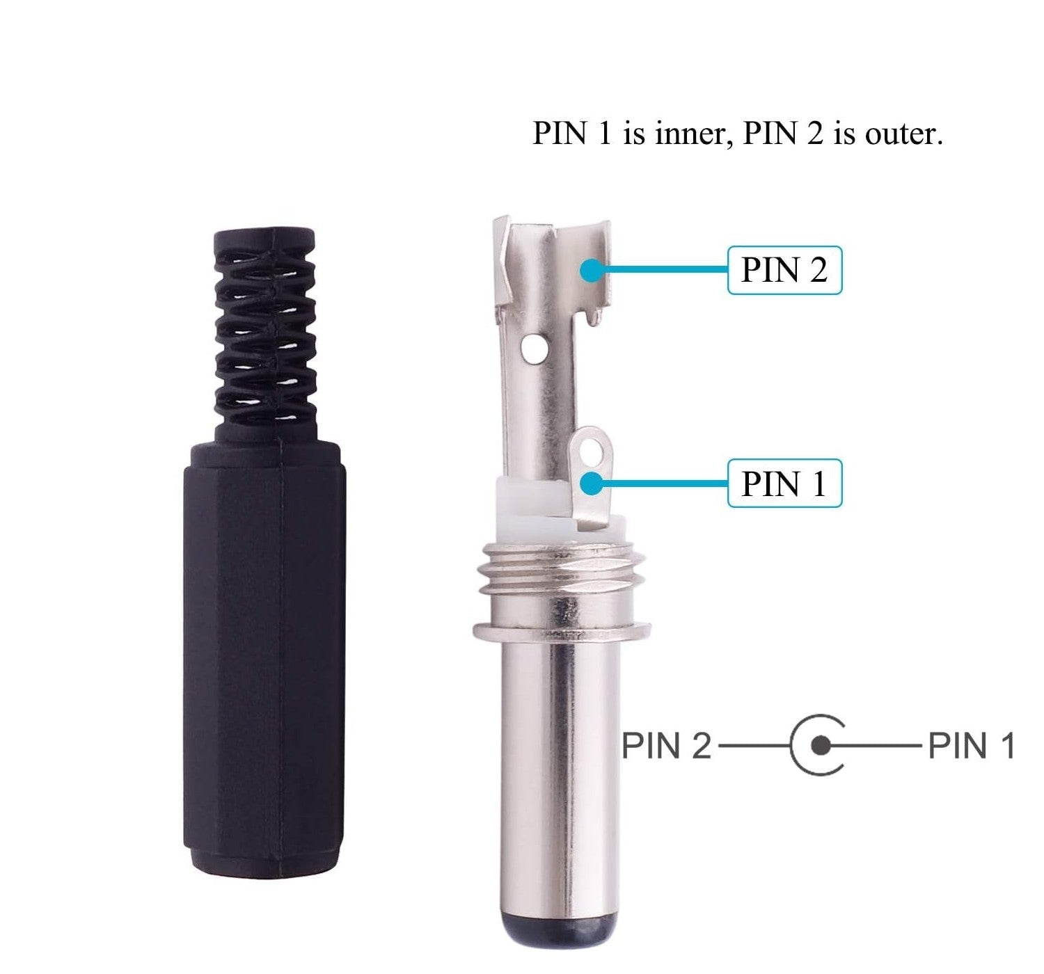 Male DC Power Plug Connectors 2.1mm x 5.5mm for LED Lights, CCTV & Electronics (5, 10 or 25 Piece Packages) - Envistia Mall