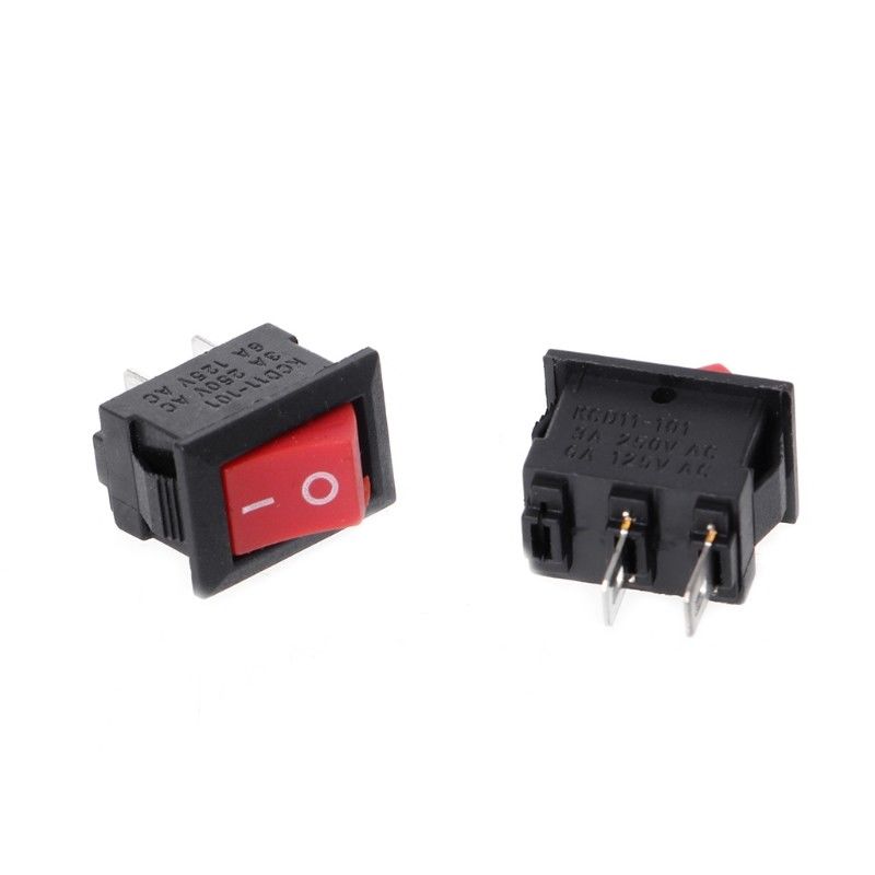 Mini Rocker Switch 2 PIN ON - OFF SPST 125VAC/6A 250VAC/3A Red KCD117S 2X/5X/10X - Envistia Mall