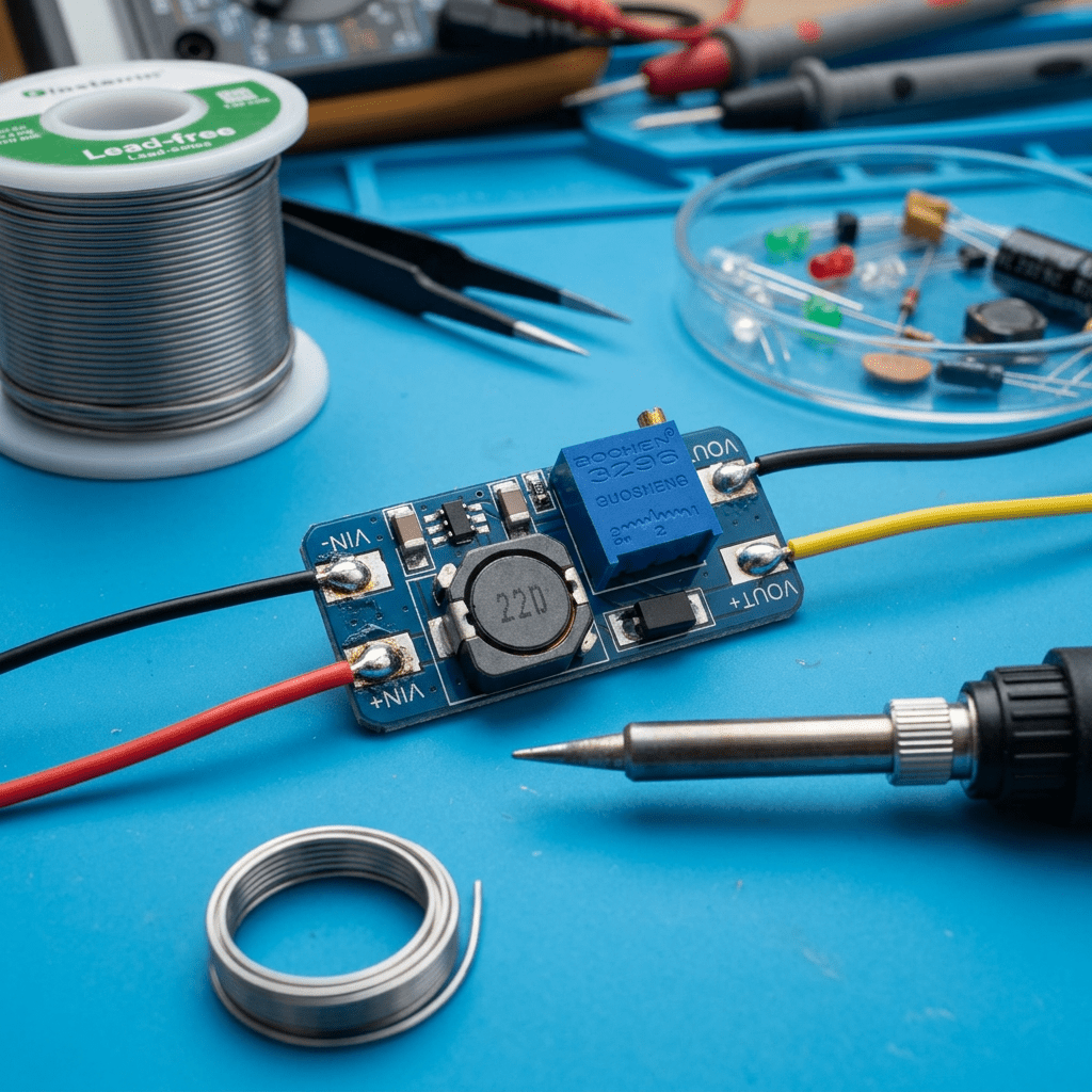 MT3608 2V-28V Output 2A DC-DC Step Up Boost Converter at Envistia Mall (AI generated to show input and output wiring)