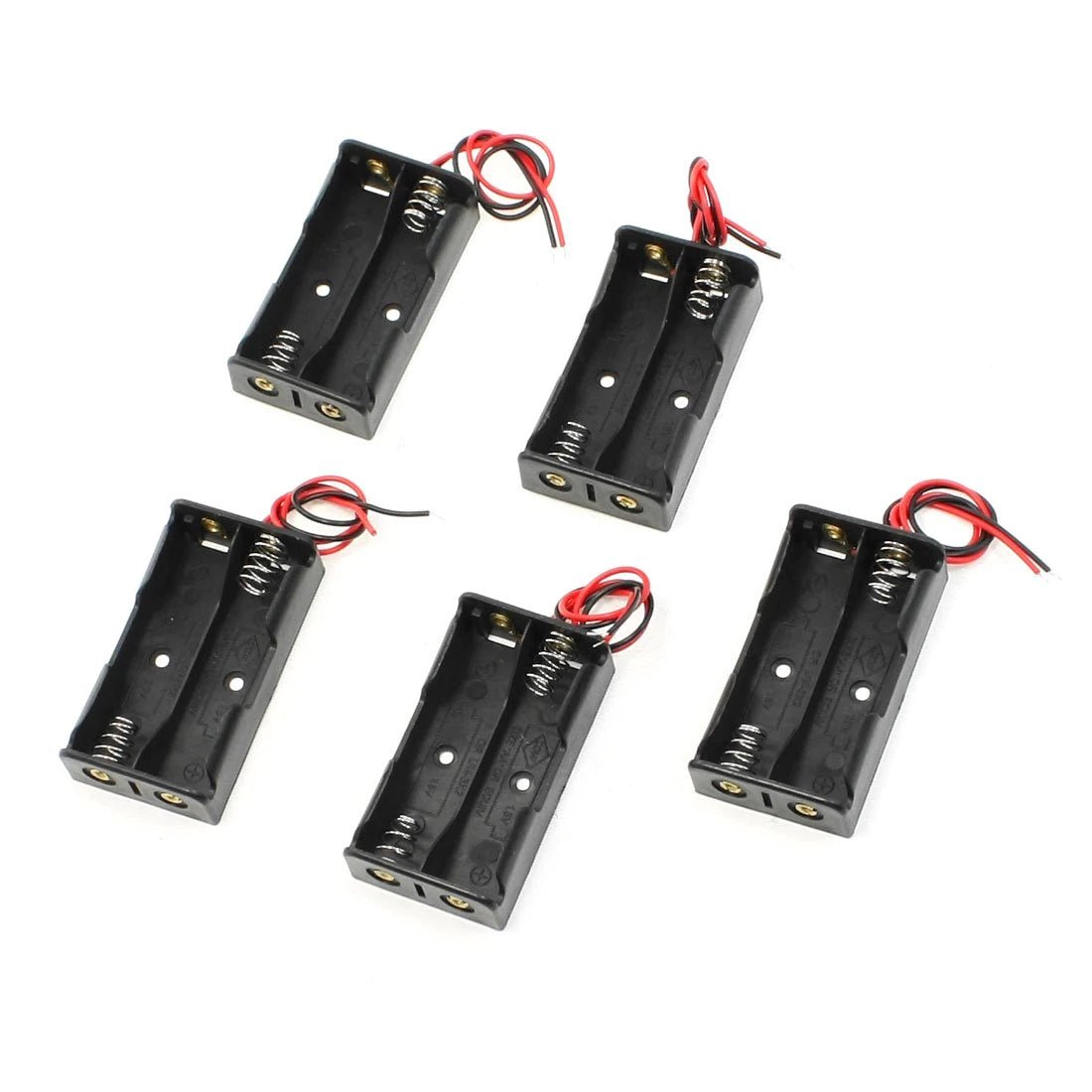 Pack of Five 2X AA Series Connected 3V (1.5V x 2) Battery Holder Case with 4" Wire Leads from Envistia Mall