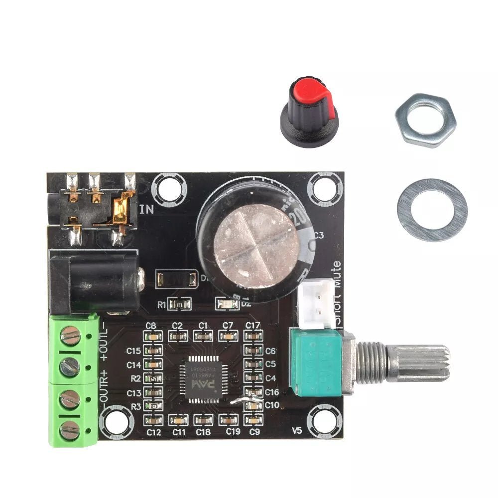 PAM8610 Mini 10W+10W Stereo Audio Power Amplifier Board Module with Volume Control - Envistia Mall