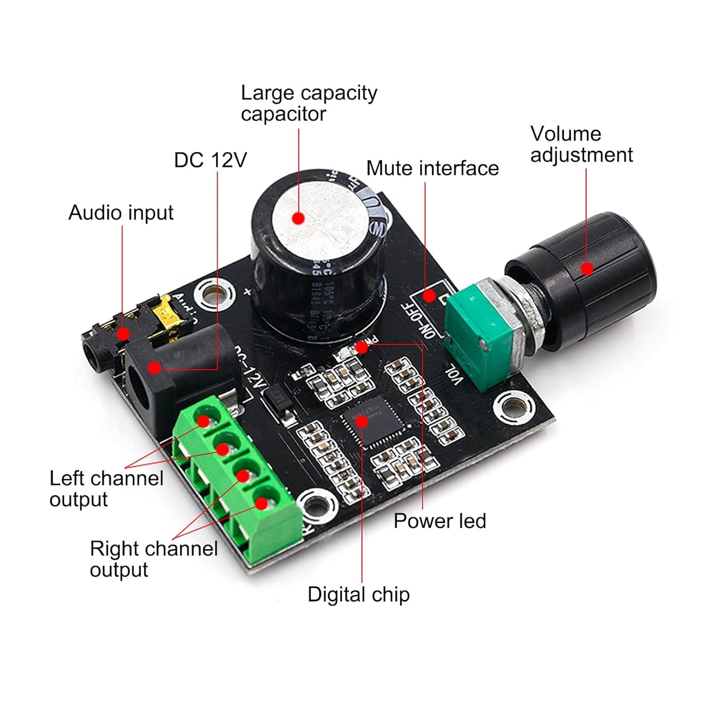 PAM8610 Mini 10W+10W Stereo Audio Power Amplifier Board Module with Volume Control - Envistia Mall