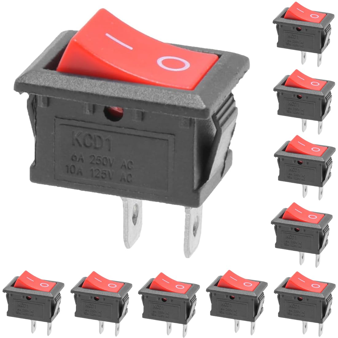 Rocker Switch 2 PIN ON - OFF SPST 125VAC/10A 250VAC/6A 21x15mm Red KCD1 - 101 2X/5X/10X - Envistia Mall