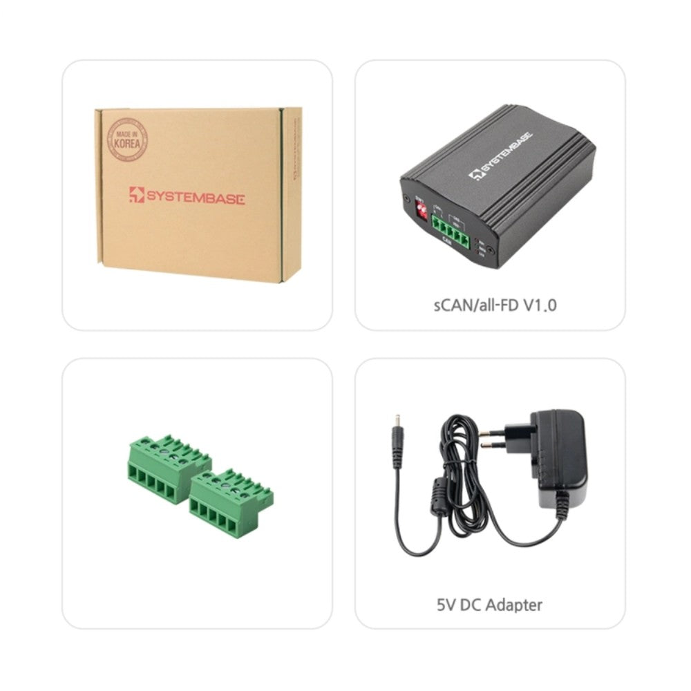 SystemBase sCAN/all-FD RS232/RS422/RS485 to CAN/CAN-FD Converter - In the Box | Envistia Mall