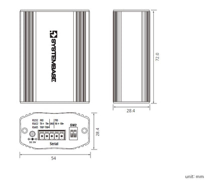 SystemBase sCAN/all-FD RS232/RS422/RS485 to CAN/CAN-FD Converter - Dimensional Drawing | Envistia Mall 