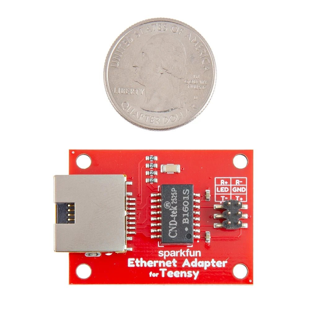 SparkFun Teensy Ethernet Adapter Front View with Coin for Size