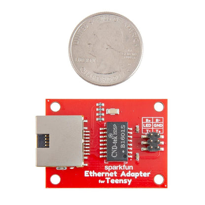 SparkFun Teensy Ethernet Adapter Front View with Coin for Size
