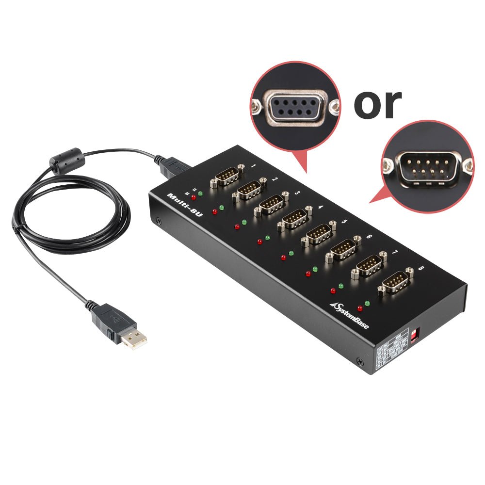 SystemBase Multi - 8U Combo — USB to 8 - Port RS422/RS485 Serial Converter Adapter - Envistia Mall