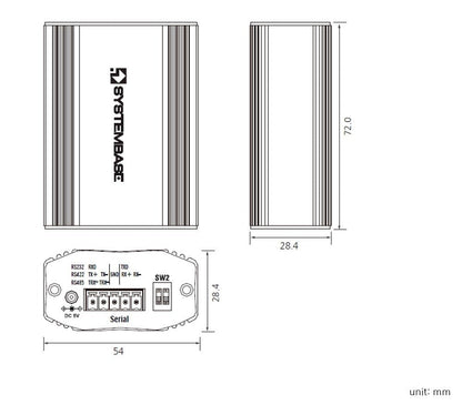 SystemBase sCAN/all-FD RS232/RS422/RS485 to CAN/CAN-FD Converter - Dimensional Drawing | Envistia Mall 