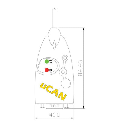 SystemBase uCAN/Analyzer Industrial USB to CAN Bus Analyzer - Dimensional Drawing | Envistia Mall
