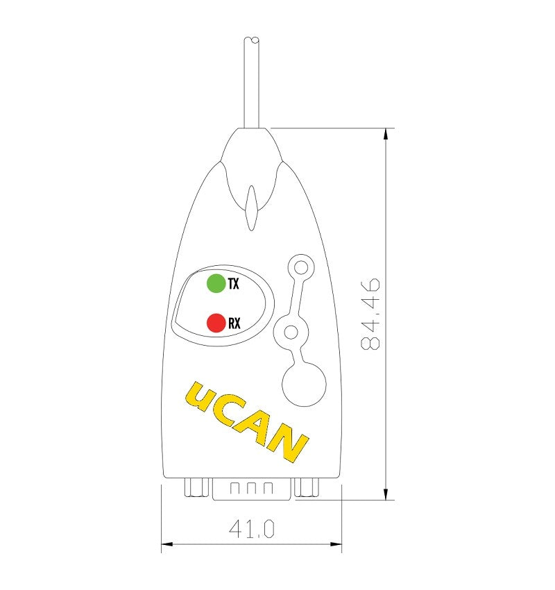 SystemBase uCAN/Analyzer Industrial USB to CAN Bus Analyzer - Dimensional Drawing | Envistia Mall