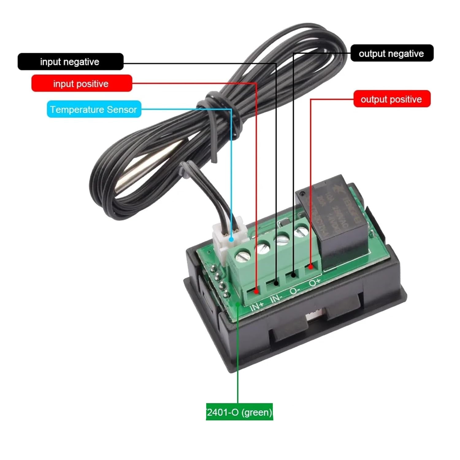 W2401 20A Digital Temperature Controller with 1M Waterproof Probe & LED Display - Envistia Mall