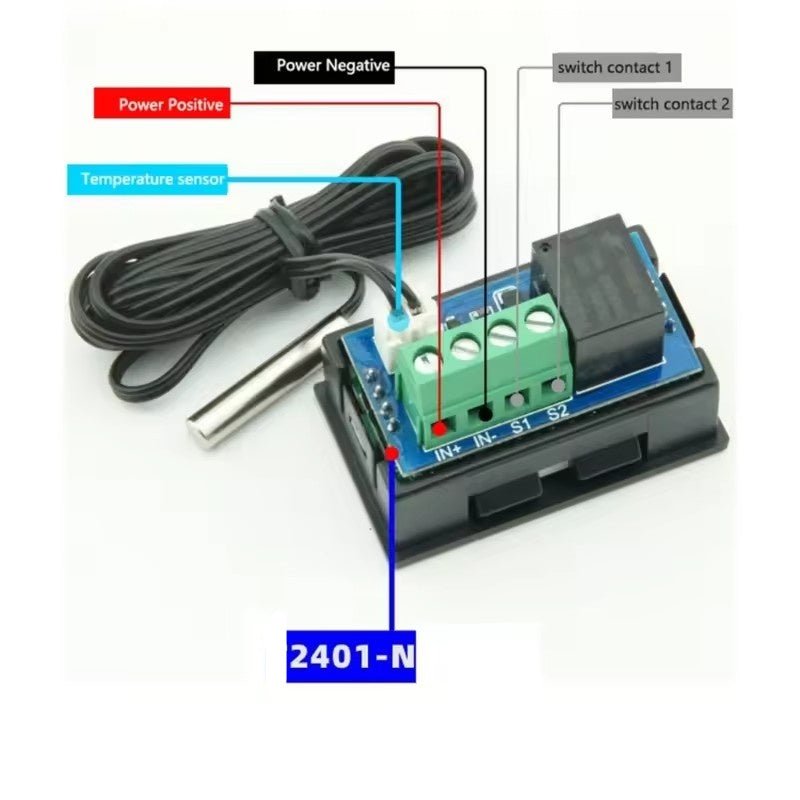 W2401 20A Digital Temperature Controller with 1M Waterproof Probe & LED Display - Envistia Mall