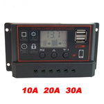 10/20/30A PWM Solar Panel Battery Regulator Charge Controller Dual USB 12V 24V - Black Case - Envistia Mall