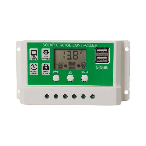 12/24V 30A Solar Panel Lithium Ion Battery PWM Regulator Charge Controller with USB Outputs - Envistia Mall