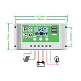 12/24V 30A Solar Panel Lithium Ion Battery PWM Regulator Charge Controller with USB Outputs - Envistia Mall