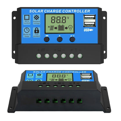 12V 24V 10/20/30/40A Solar Panel Battery Regulator Charge Controller with USB Outputs - Envistia Mall