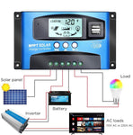 12V 24V 10/20/30/40A/60A Solar Panel Battery Regulator Charge Controller with USB Outputs - Envistia Mall