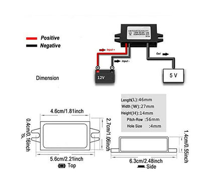 12V (8-23V) In To 5V Out 3A 15W DC-DC Waterproof Converter Module with Flying Leads from Envistia Mall