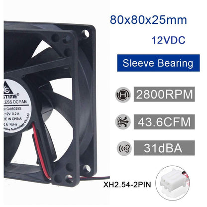 12V DC 80mm 2Pin 80x80x25mm CPU Cooling Computer PC Case 8025 Fan - Envistia Mall