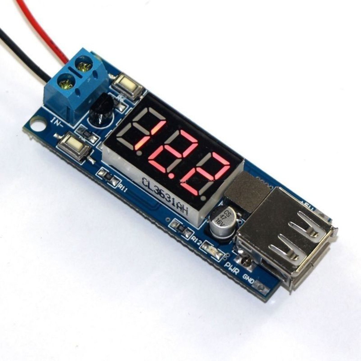 2 in 1 4.5V-40V Voltmeter & 5V USB Charger Step-Down Buck Power Converter Module / USB Charger Board