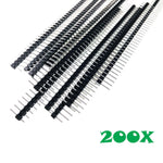 200 Pieces 40-Pin Male Header 0.1" 2.54mm Breadboard/PCB Strip Connectors - Envistia Mall