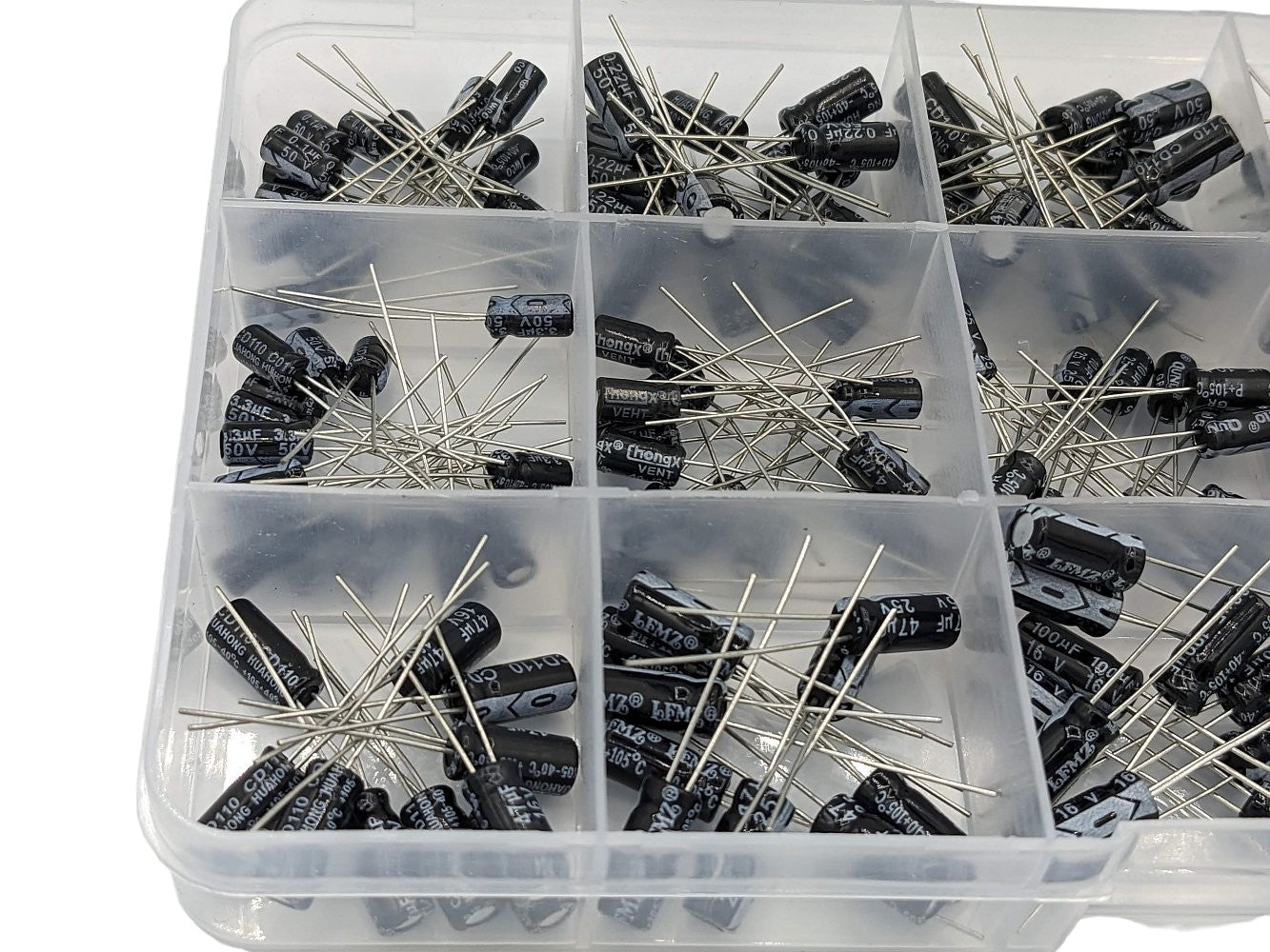 200pcs 15 Values 0.1uF to 220uF 10V/16V/25V/50V Aluminum Radial Electrolytic Capacitor Kit - Envistia Mall