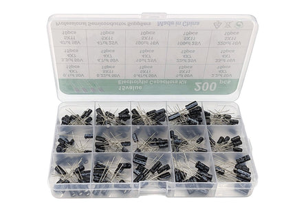 200pcs 15 Values 0.1uF to 220uF 10V/16V/25V/50V Aluminum Radial Electrolytic Capacitor Kit - Envistia Mall