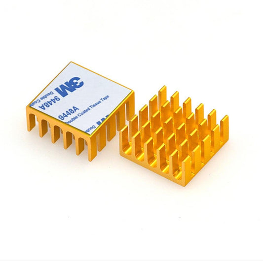 20x20x10mm Gold Anodized and Slotted Aluminium Heatsink With Double-Stick Thermal Pad - Envistia Mall