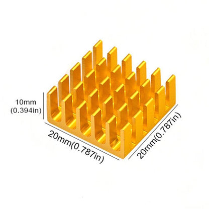 20x20x10mm Gold Anodized and Slotted Aluminium Heatsink With Double-Stick Thermal Pad - Envistia Mall