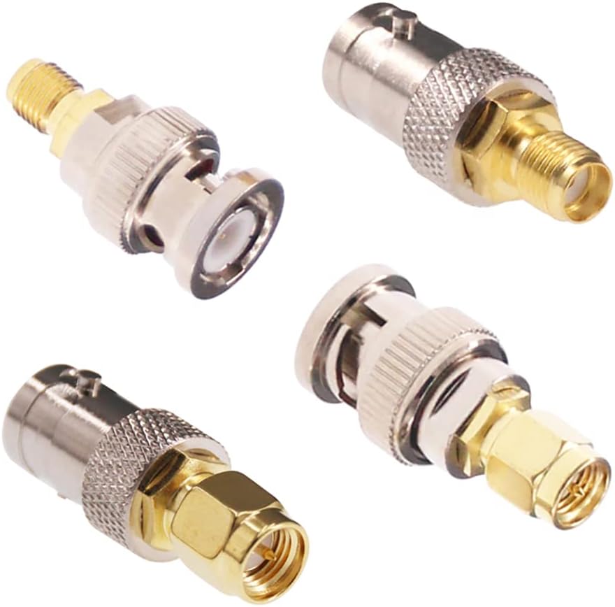 4 Piece BNC Male & Female to SMA Male & Female RF Connector Coaxial Adapter Kit - Envistia Mall