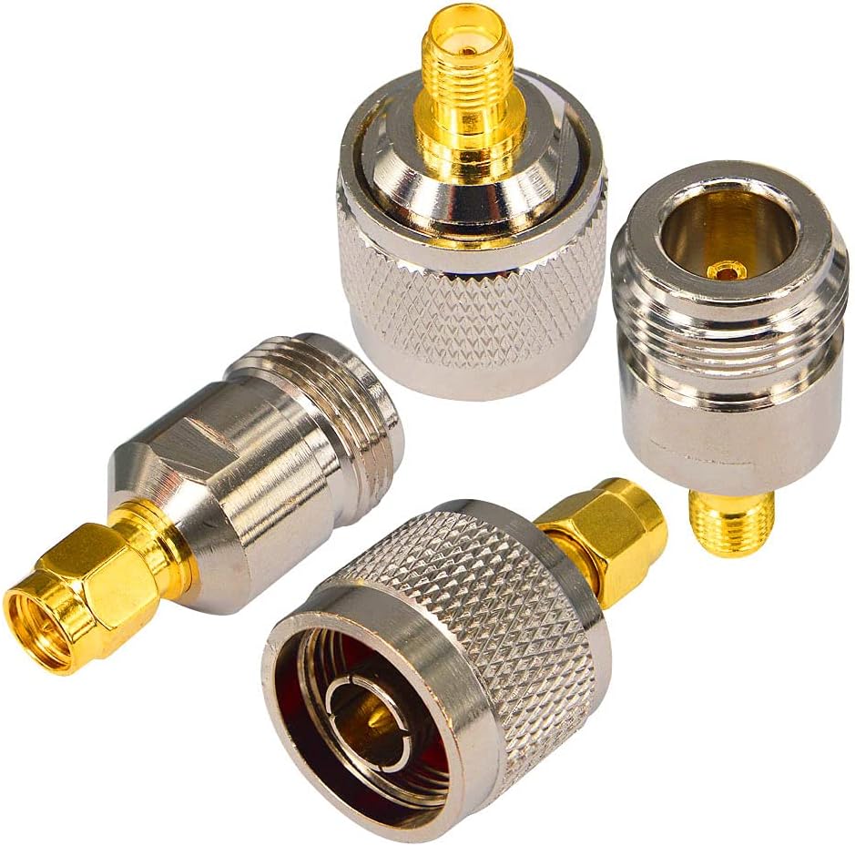 Rf Adapter 4 Piece Type N Male & Female to SMA Male & Female RF Connector Coaxial ...