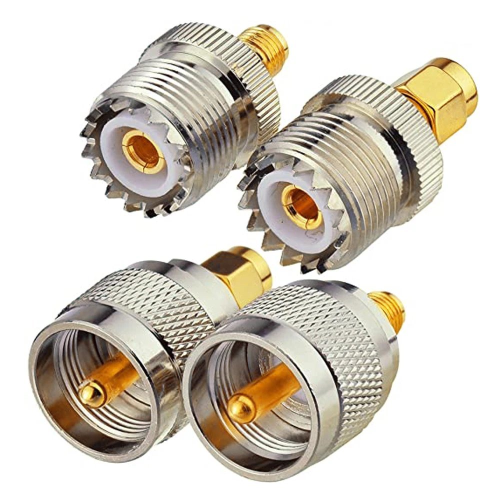 4 Piece UHF Male PL259 Female SO239 to SMA Male Female RF Connector Coaxial Adapter Kit - Envistia Mall