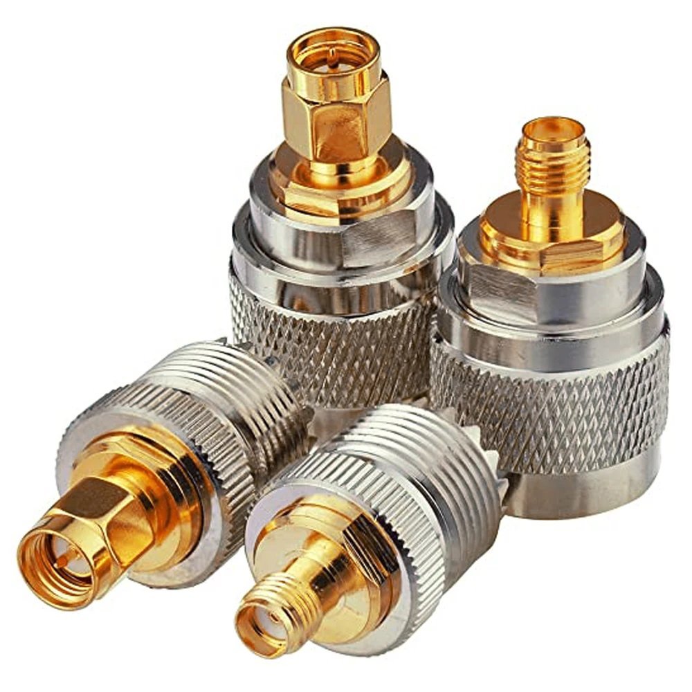 4 Piece UHF Male PL259 Female SO239 to SMA Male Female RF Connector Coaxial Adapter Kit - Envistia Mall