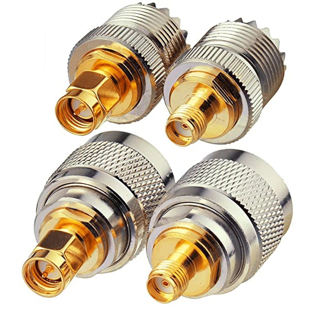 4 Piece UHF Male PL259 Female SO239 to SMA Male Female RF Connector Coaxial Adapter Kit - Envistia Mall