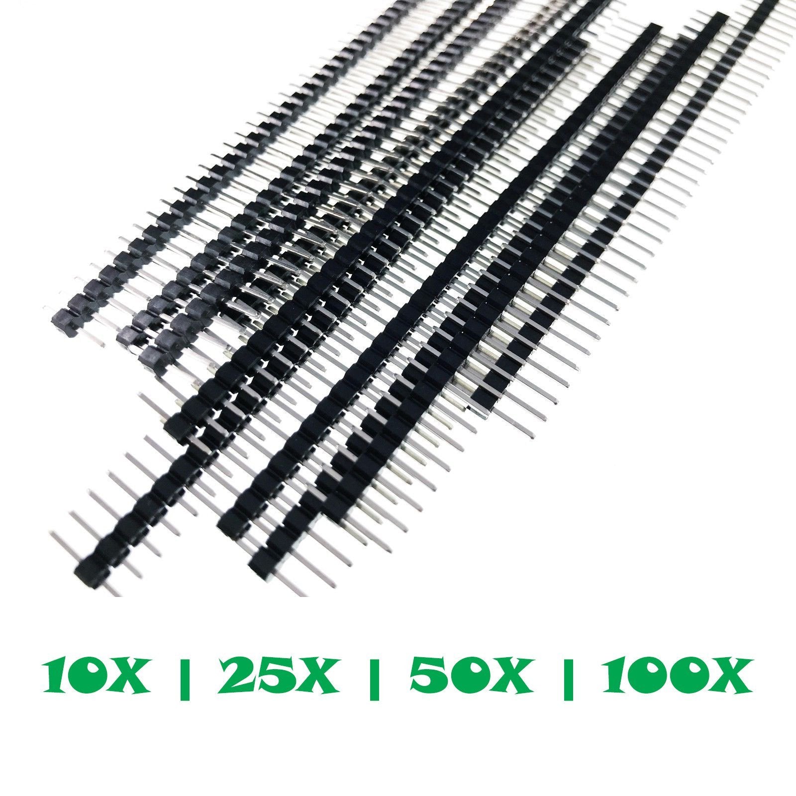 40-Pin Male Header 0.1" 2.54mm Breadboard/PCB Strip Connectors 10/25/50/100Pcs - Envistia Mall