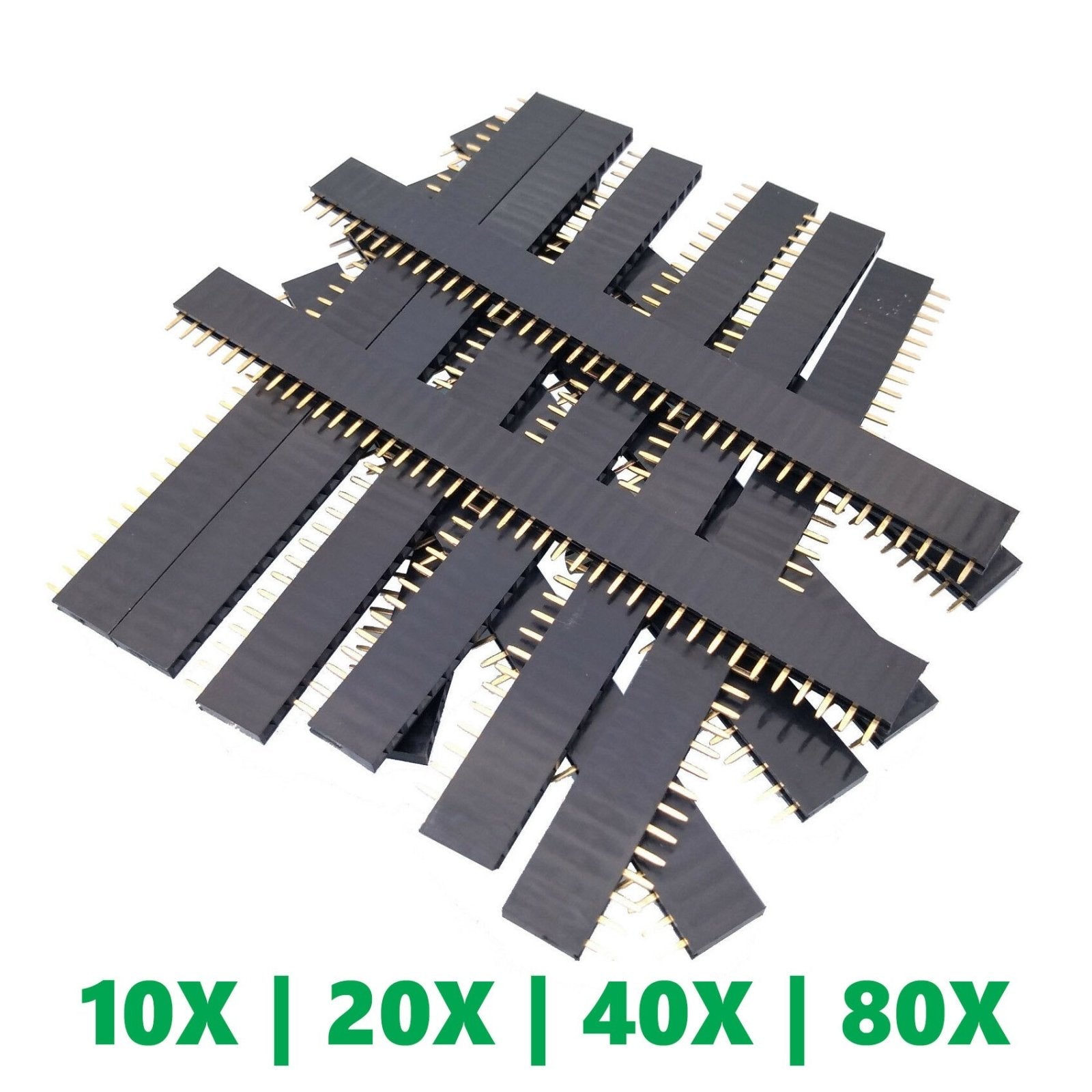 40-Socket Female Header 0.1" 2.54mm Breadboard/PCB Strip Connectors 10/20/40/80 Piece Pkgs - Envistia Mall