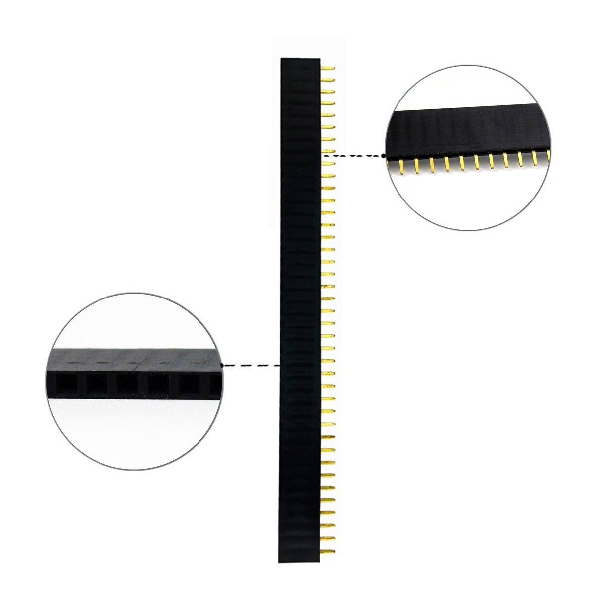 40-Socket Female Header 0.1" 2.54mm Breadboard/PCB Strip Connectors from Envistia Mall