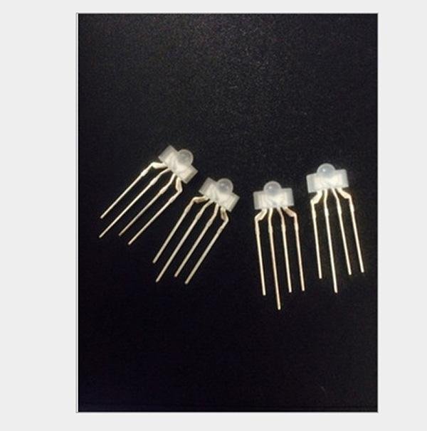 5pcs 3MM 4pin Diffused RGB Tri-Color Red Green Blue LEDs Common Anode Nipple Pkg - Envistia Mall