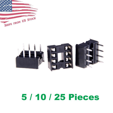 8 Pin DIP IC Socket Adaptor Solder Type 2.54mm Pitch 7.6mm Row Pitch 5/10/25 Pieces - Envistia Mall