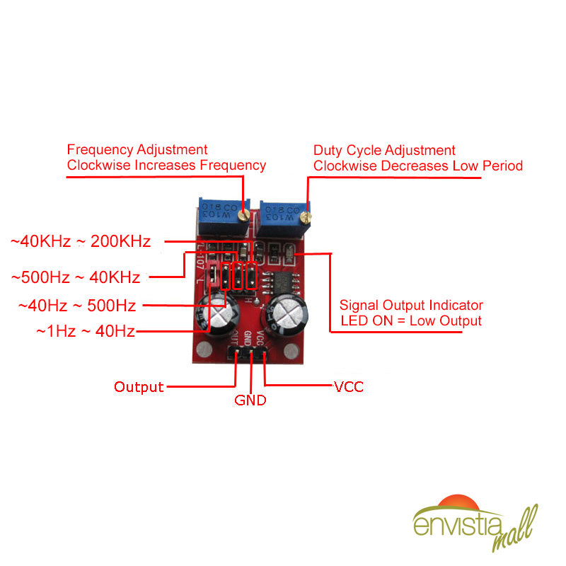 2Pcs NE555 Duty Cycle Adjustable Pulse Frequency Square Wave Signal Generator Module | Envistia Mall