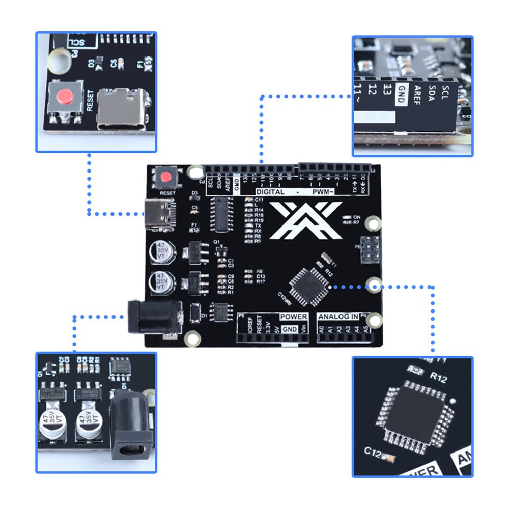 Arduino UNO R3 Compatible USB-C ATmega328P-AU CH340 Microcontroller Board - Envistia Mall