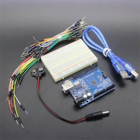 ATmega328P Microcontroller Starter Kit 400 Point Breadboard, 65 Jumpers, USB & Battery Cables - Envistia Mall