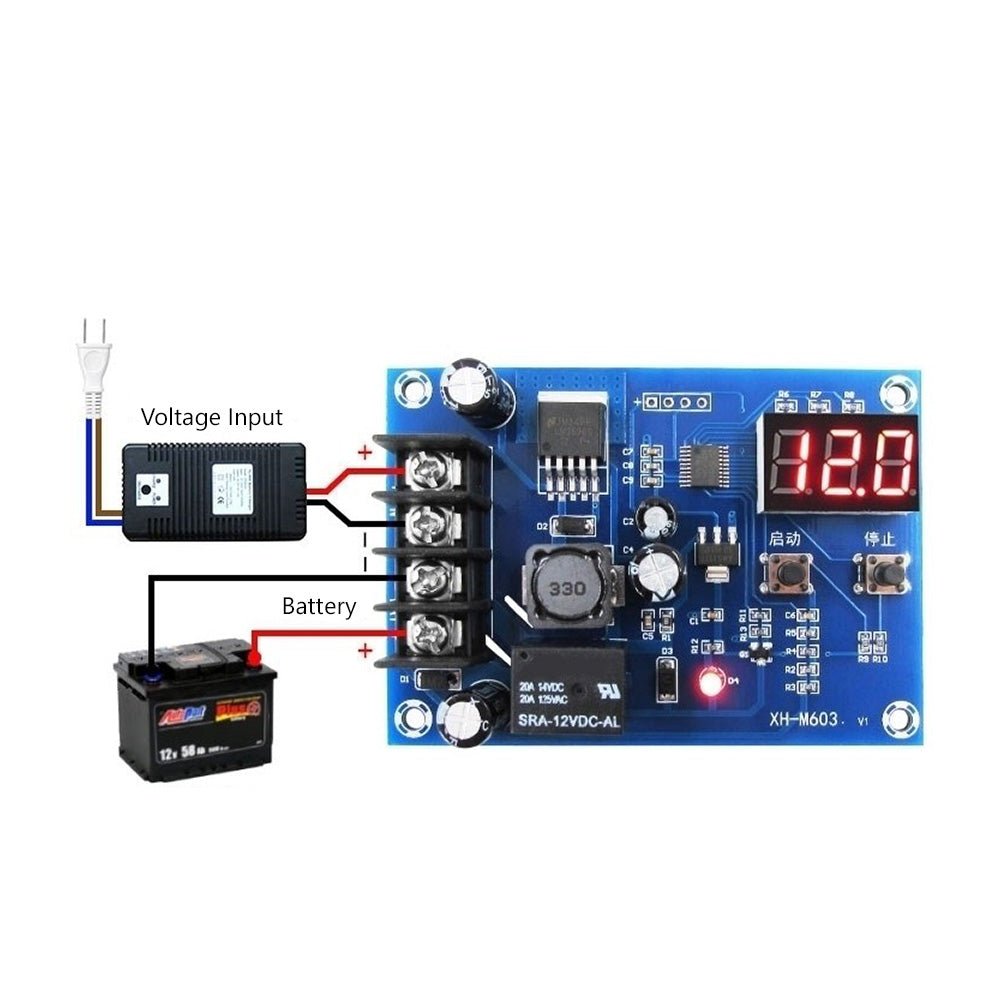 Envistia 12V - 24V Battery Charge Controller Protection Module w/ LED Voltmeter XH-M603