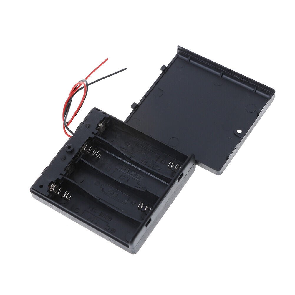 Battery Holder Case for 4X (6V) AA Batteries w/ Cover, Switch & Wire Leads - Envistia Mall