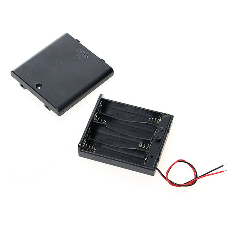 Battery Holder Case for 4X (6V) AA Batteries w/ Cover, Switch & Wire Leads - Envistia Mall