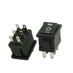 Black Rocker Switch ON-OFF-ON 6 Pin 21X15mm DPDT KCD1 6A/250VAC 10A/125VAC - Envistia Mall
