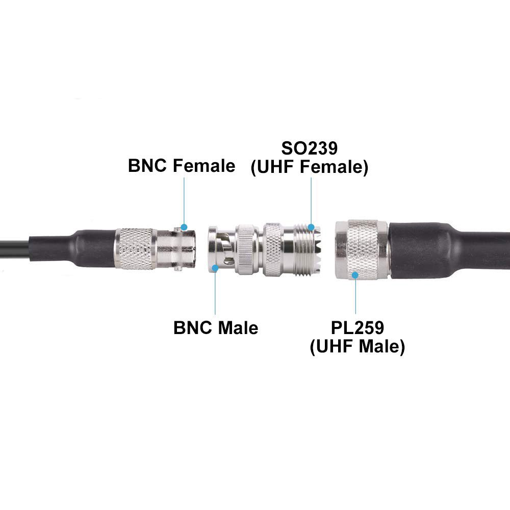 Envistia BNC Male Plug to SO239 UHF Female Jack RF Coaxial Adapter Connector