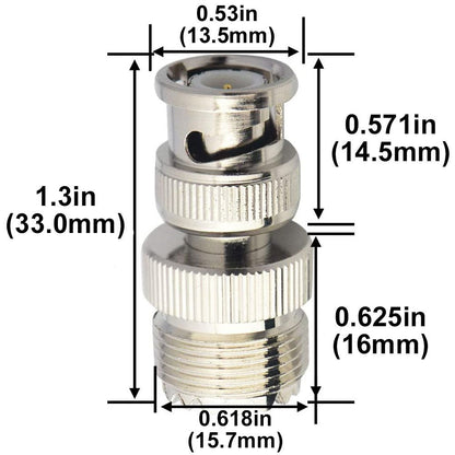 Envistia BNC Male Plug to SO239 UHF Female Jack RF Coaxial Adapter Connector